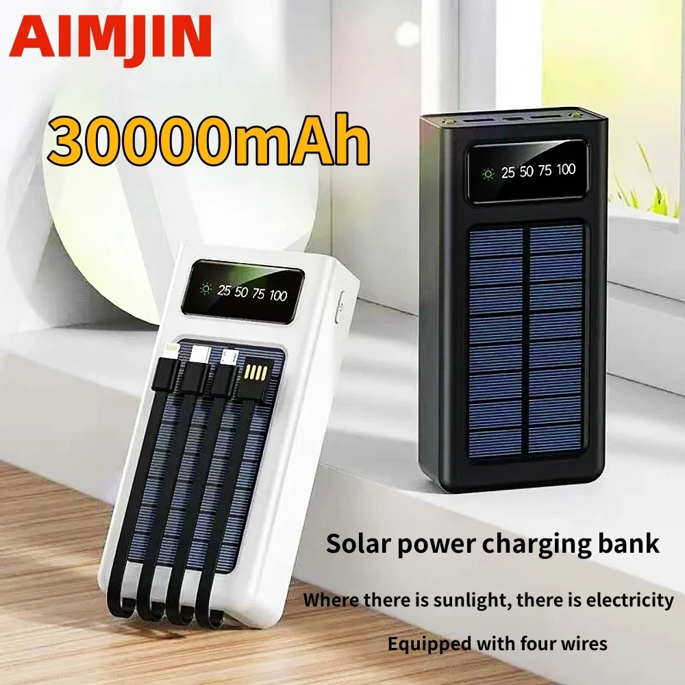 

Solar Energy Power Charging Bank Large Capacity 30000mAh 2W Small and Portable Charging Bank Suitable for Xiaomi Huawei OPPO iPh