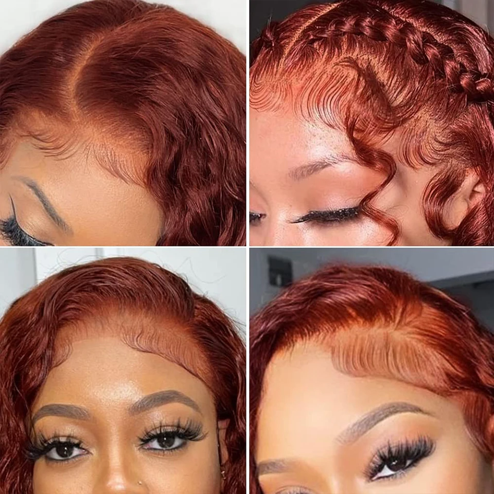 Reddish Brown Curly Wigs 13x4 Lace Front Wig Remy Glueless Wigs Human Hair For Women