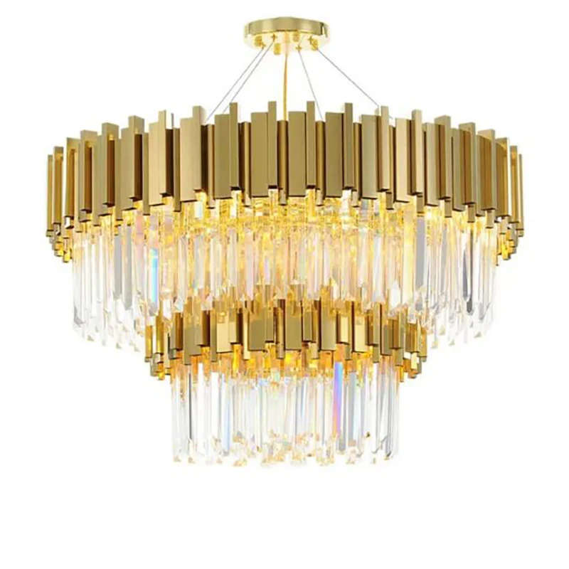 

Современная хрустальная люстра, Подвесная лампа золотого цвета для гостиной, фойе, лобби, большая хромированная Строительная люстра