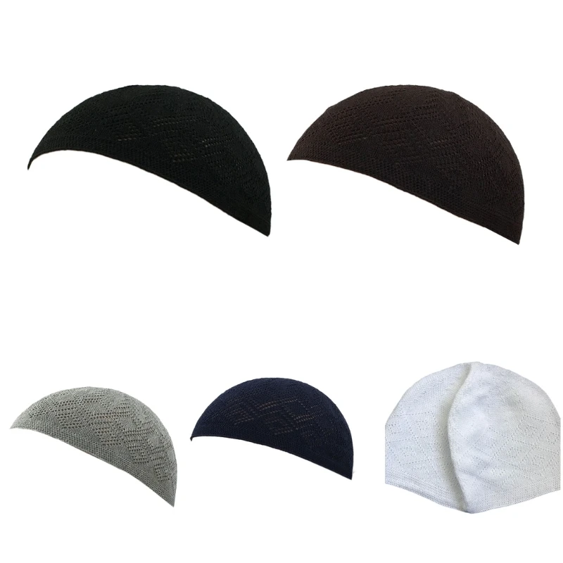 

Y166 Hat Knitted Islamic Hat Clothing Mesh Muslims Hat for Prayer for Men