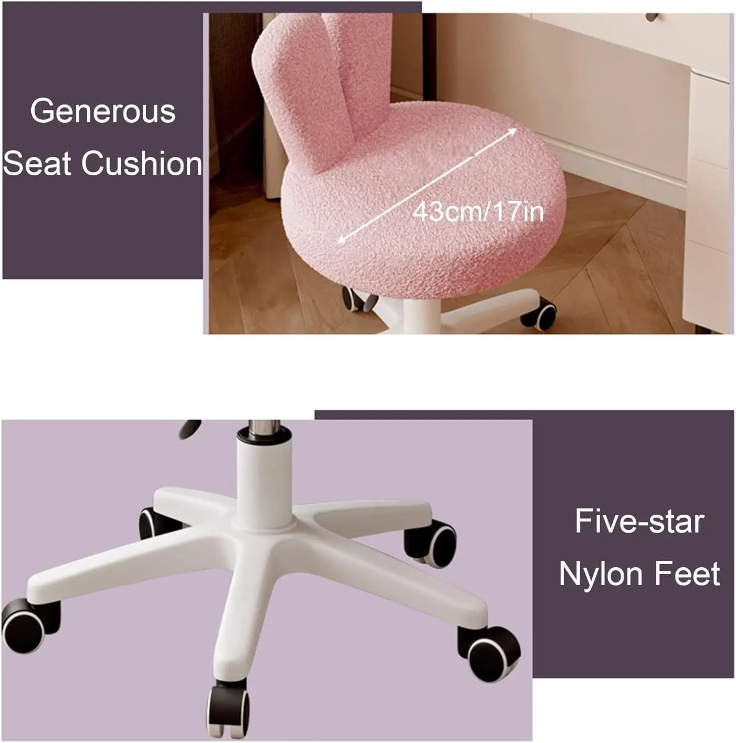 كرسي زينة مخملي، كرسي مكياج مريح بدون ذراع مع مسند...