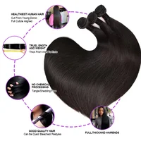 Extensions de cheveux humains brésiliens lisses en lots, 32 pouces, couleur naturelle, tressées, non traitées, cheveux vierges Remy, double trame 2