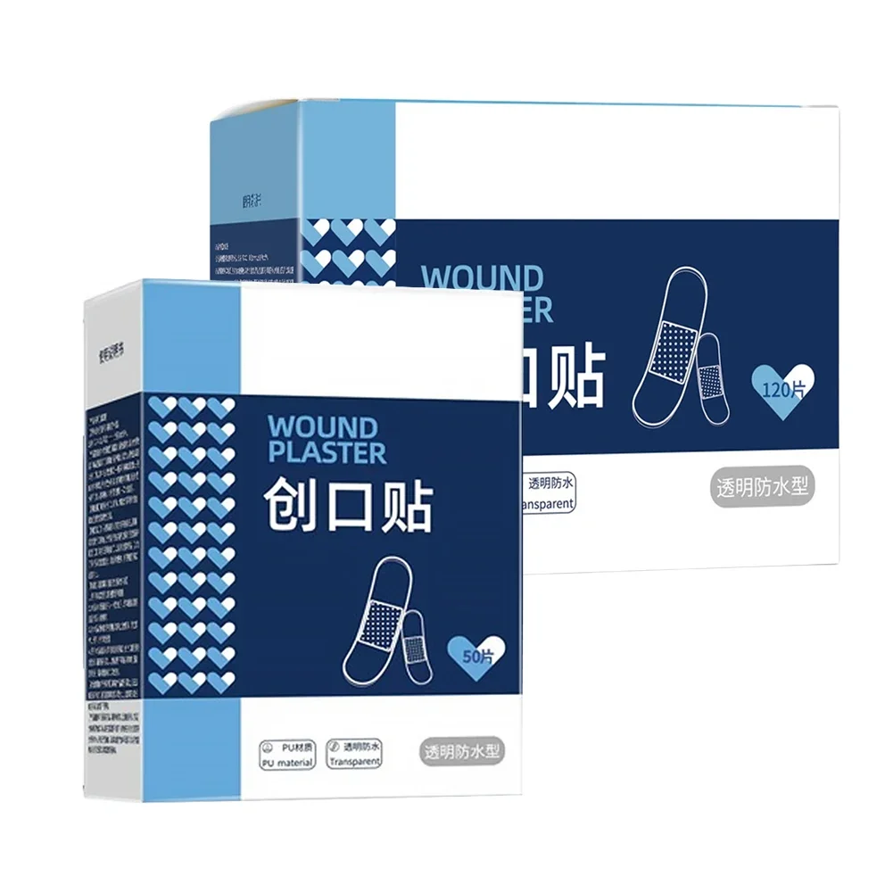 Band Aid Dressing 50/120Pcs Invisible Hemostasis Wound Plaster PU Transparent Medical Strips Transparent Band Aid Emergency Supplies for Kid Adult