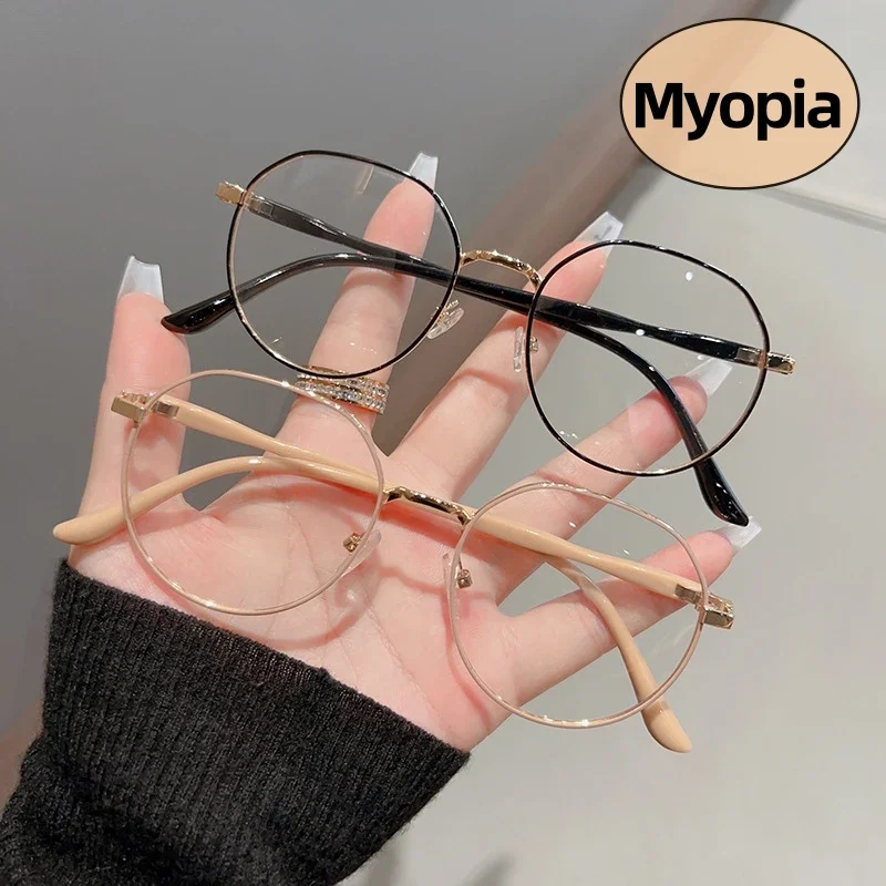 Luxus-Myopie-Brille für Damen, Unisex, Vintage-Stil, blaues Licht blockierende Brillen, modische Damen-Minus-Sight-Brille, 0 bis -4,0