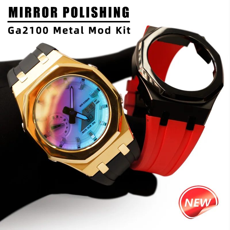 Luxury Stainless Steel Watch Case Kit for Casio G Shock GA 2100 Mirror