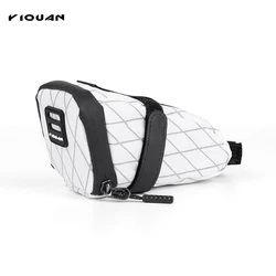 Waterproof Reflective Cycling Saddle Bag - Compact Rear Seat Bag (White)
