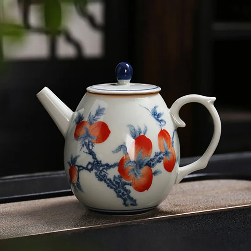 Vintage Retro Ceramic Teapot, Hand Painted Flower, China Porcelain Tea Pot, Infuser Container, Tea Ceremony, Teaware Gifts