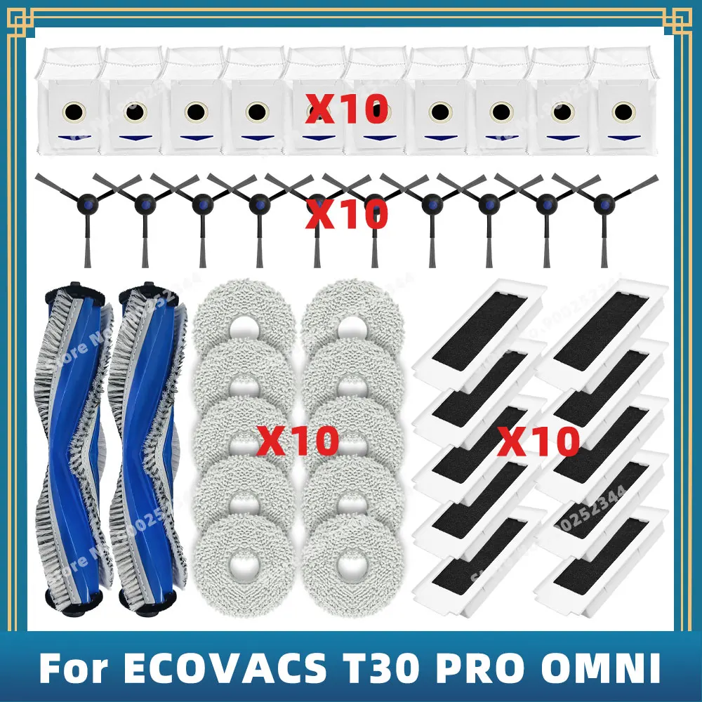 Compatible For ECOVACS T30 PRO OMNI DDX14 / YEEDI M12 Pro+ Replacement Parts Accessories Main Side Brush Filter Mop Dust Bag