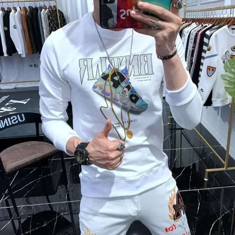 thumbnail image 1 of Camiseta ajustada para hombre, tendencias de moda estampadas 2024, jerséis ajustados de una pieza para hombre, ropa Y2k, sudaderas originales de manga larga, 1 of 5