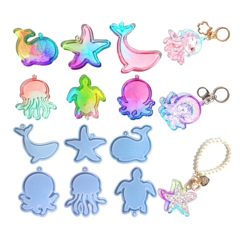 

Marine Animals Resin Shaker Molds Handmade Pendant Decoration Silicone Molds Quicksand Keychain Mold Easy to Clean