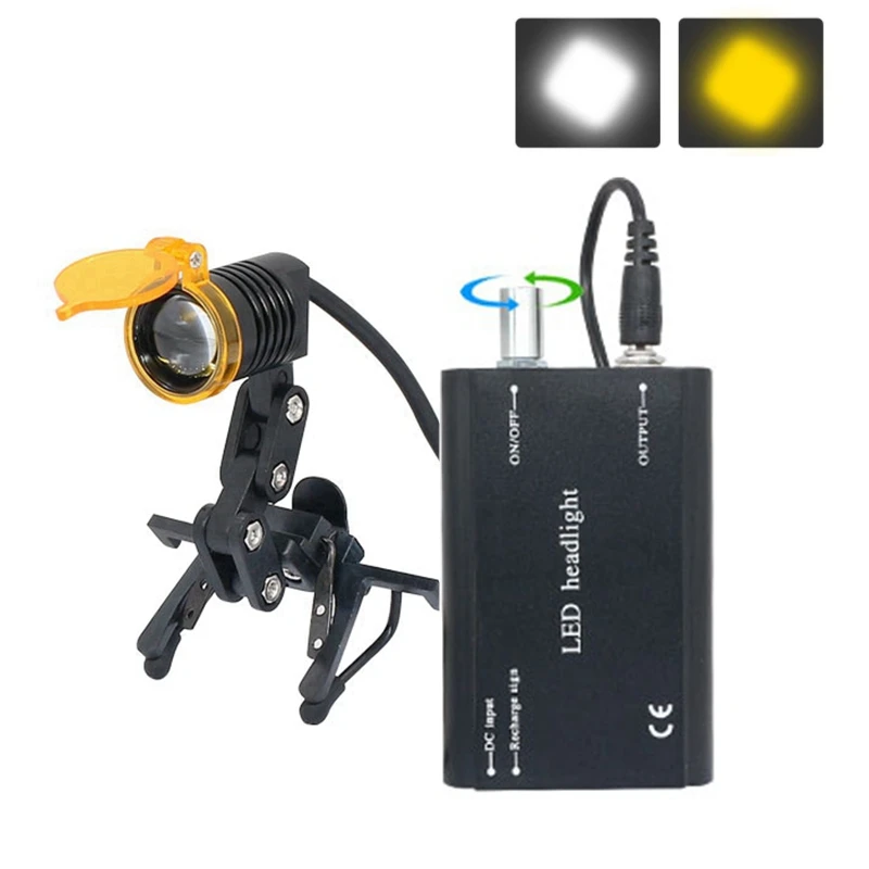 Dental LED Head Light For Dental Loupes With Yellow Filter