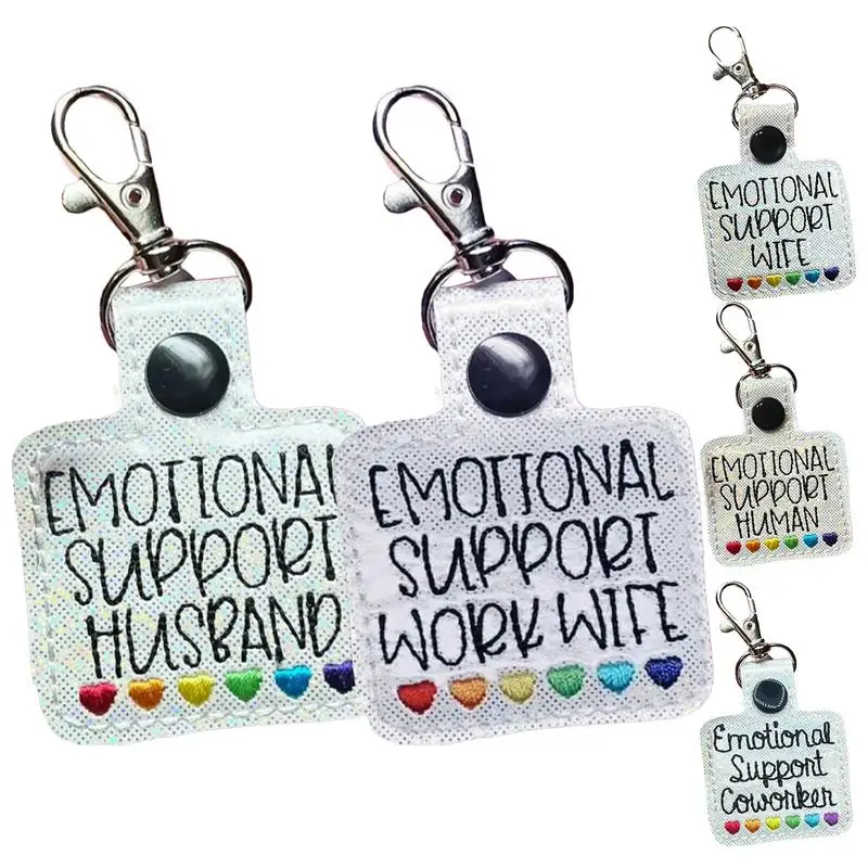 

Colleague Keychain Emotional Support Rainbow Hearts Keychain Embroider Keyring For Women Men For Belt Key Backpack Car Key Cell