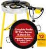 Pan Burner & Stand Set 12 Servings - Dual Propane - 18-Inch Steel Pan  Portable Gas Stove  Wok, Pots, Cast Iron  Ideal 1