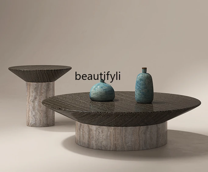 

Italian Style Light Luxury Natural Marble Tea Table Minimalist Style Modern Minimalist Designer Tea Table Combination