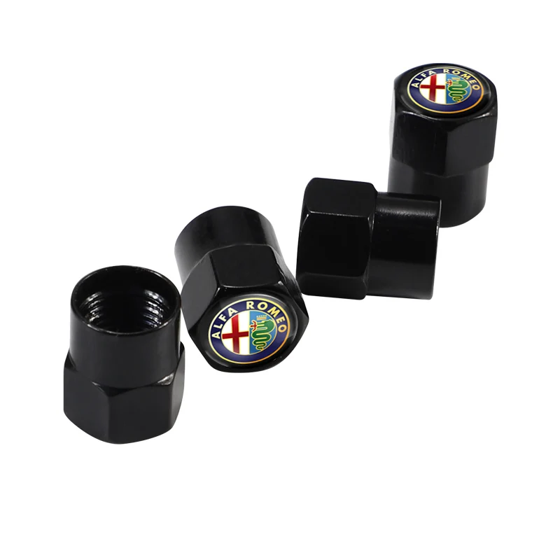 Set of 4 Metal Car Wheel Tire Valve Caps - Waterproof and Dustproof Cover