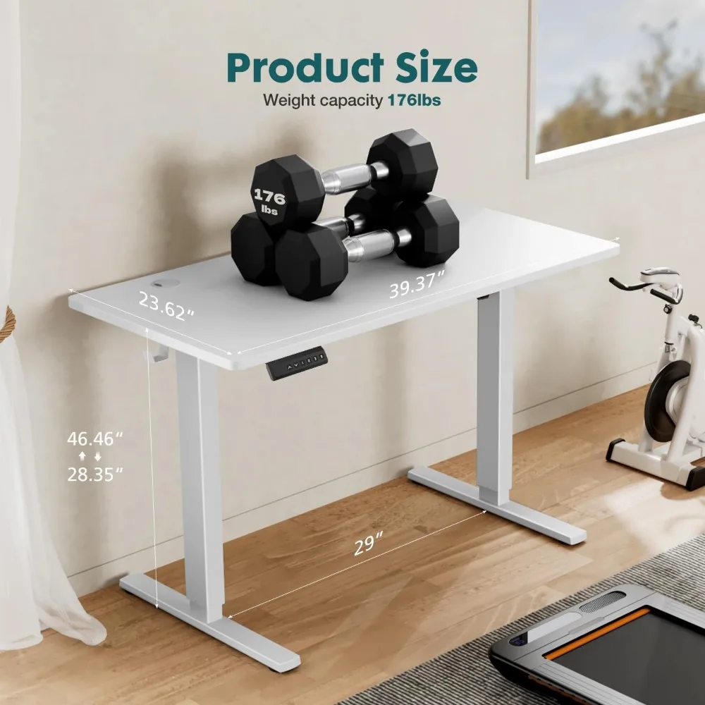 Adjustable Height Electric Sit Stand Up Down Computer Table, 40x24 Inch Ergonomic Rising, Computers Desks 6