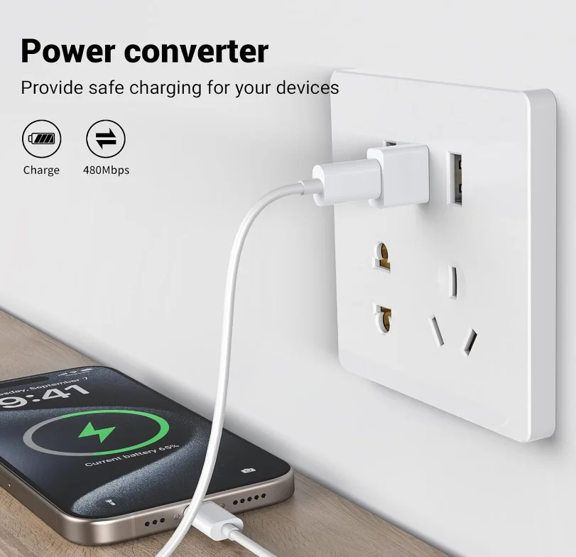5팩 USB to USBC 어댑터, 아이폰 16/15 충전기용 USBC to USB 어댑터, 아이폰 16/15/14/13/12 Pro Max Plus, 아이패드 9/10 Air 5 Mini 6