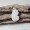 FUWO Wholesale 5Pcs Natural Stalactite Flower Pendant,Golden Plated Irregular White Crystal Accessories For Jewelry Making PD262 2