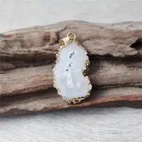 FUWO Wholesale 5Pcs Natural Stalactite Flower Pendant,Golden Plated Irregular White Crystal Accessories For Jewelry Making PD262 2