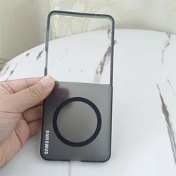 Transparent Ice Mist Magnetic Shockproof Phone Case - Hard Matte Finish - Galaxy Z Flip 4 (Black)