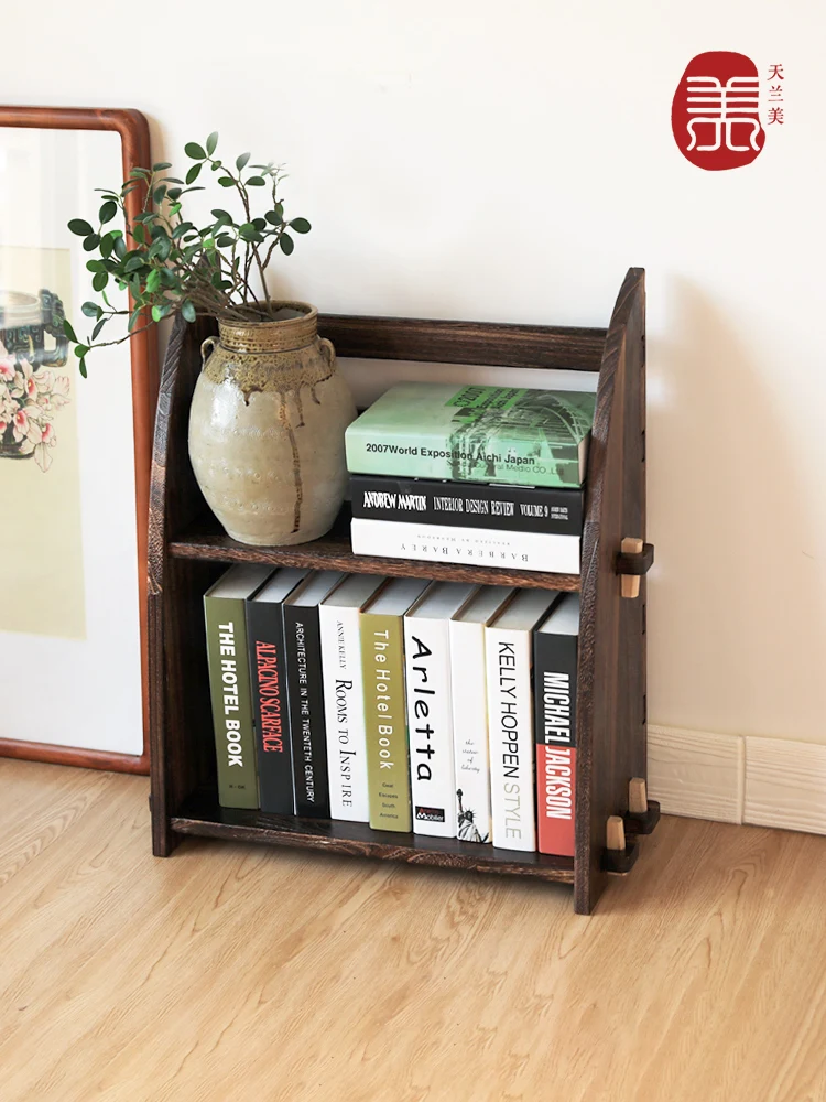 Solid wood floor multi column book and newspaper rack magazine and newspaper storage rack household assembly living room
