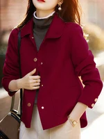 Classic Solid Short Woolen Coats for Woman Autumn Winter Warm Woman Clothing Button Up Female Coat Outfits New In Outerwears - Image 5