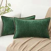 HAPIHAPPY nouvelles housses de coussin en Chenille 18x18 ensemble de 2 housses de coussin de canapé douces housses de coussin décoratives en velours de luxe lit ﻿ 2