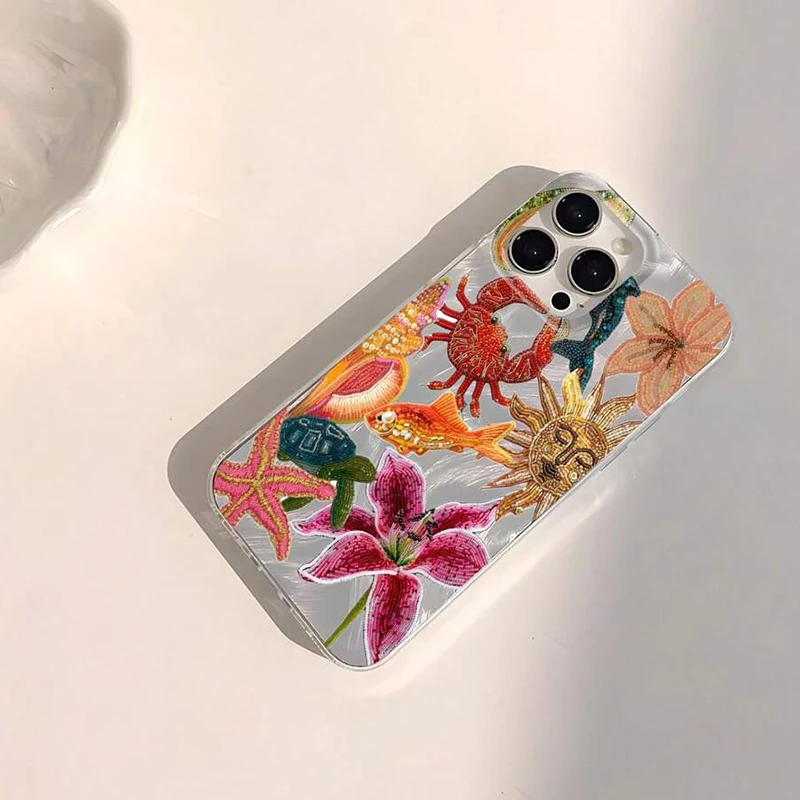 Heart-Shaped Stars & Floral Patterns Phone Case Cover