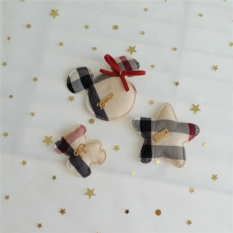 10PCS Classic Plaid Cartoon Animal Applique Star Cloth Padded Patches For Craft/Clothes/Children Hairpin/Wedding DIY Decoration - Image 4
