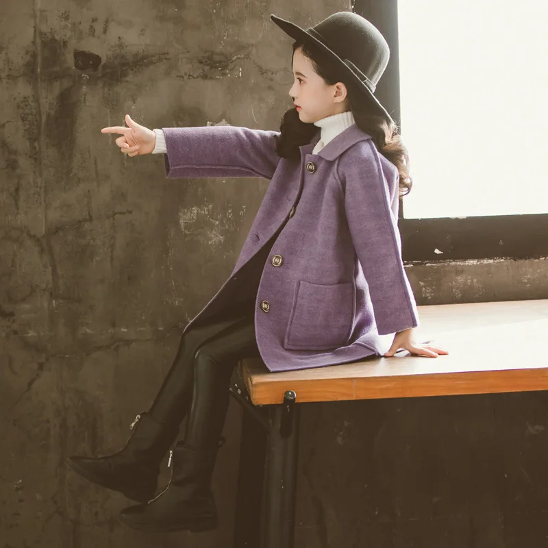 Kids Winter Wool Blend Coats for Teen Girls 6-12 Years Old