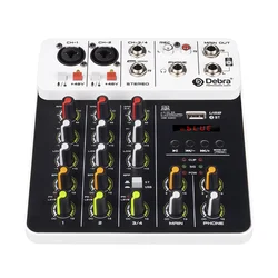 Debra V8 8-Channel Audio Mixer with Bluetooth, USB, 48V Phantom Power, and Delay/Repeat Effects (V4 4 Channel)