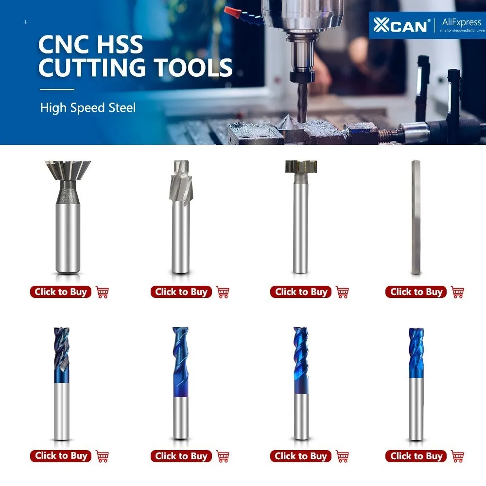 XCAN HSS Ende Mühle 10 12 16 20 30 32mm Slot Router Bit Für Metall Fräsen CNC T Slot fräsen Cutter – Detail 1