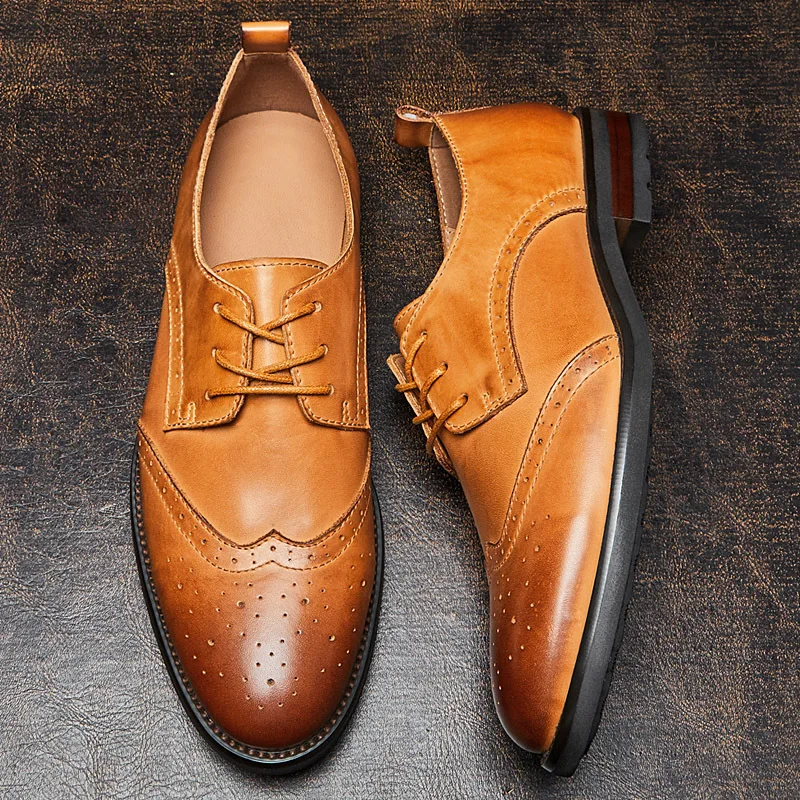 Lace-Up Business Men Shoes High Quality Genuine Leather Shoes Men Spring Designer Shoes Men Dress Shoess Autumn Winter Cowhide