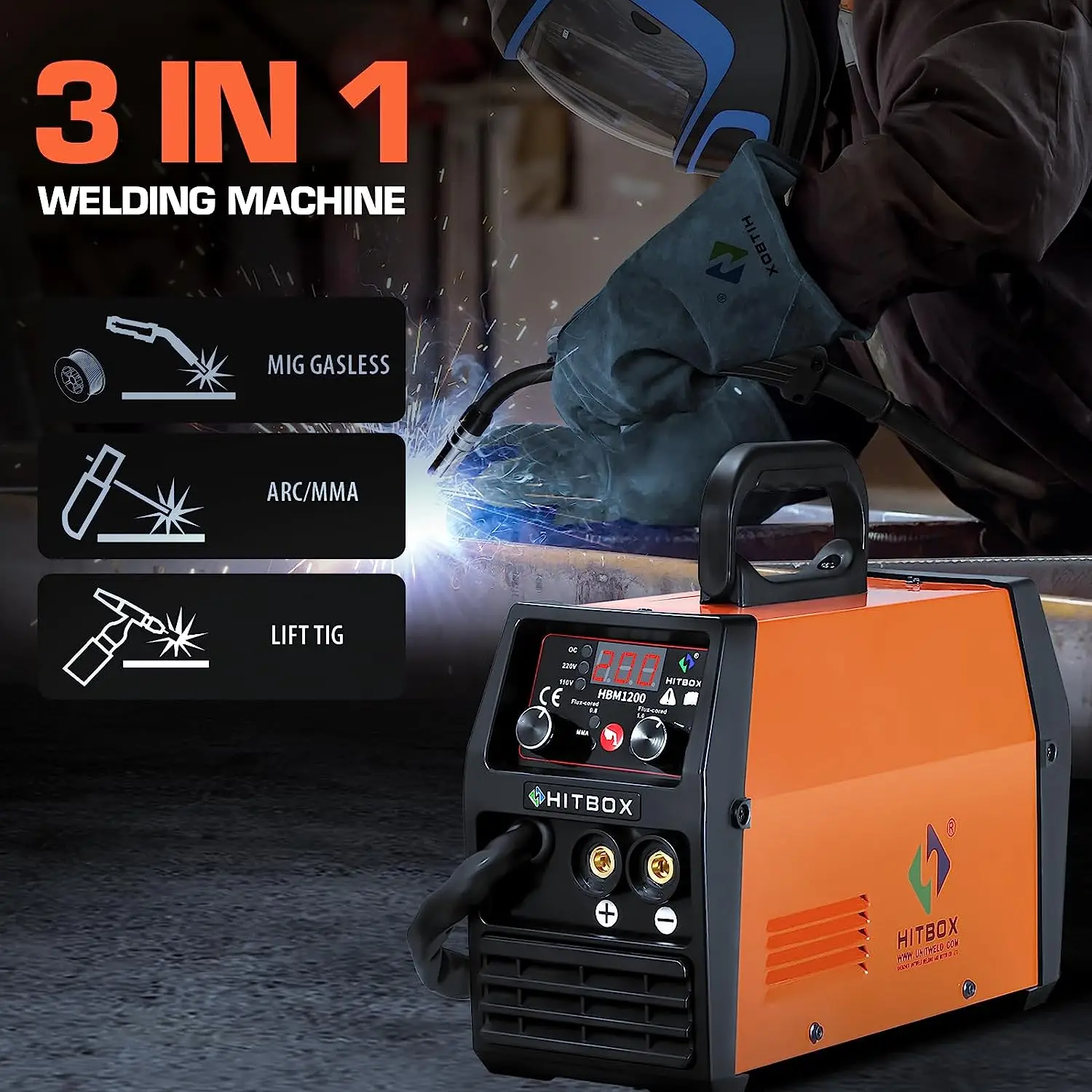 ワイヤレス自動溶接機,3 in 1,tig,デジタル溶接機,非ガスインバーター,新しいhbm1200 Aliexpress