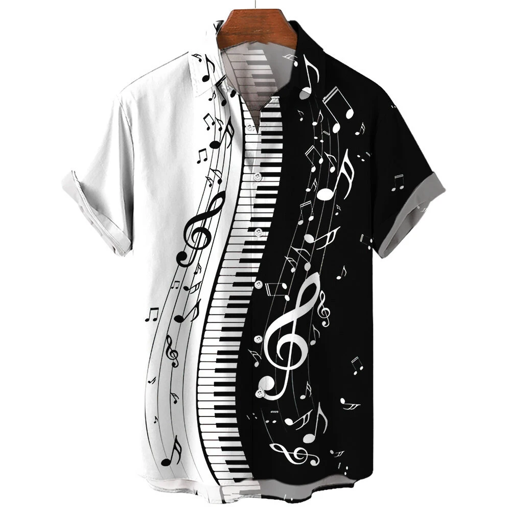 

Мужская рубашка с 3D принтом фортепиано-ключ, Забавный Топ, мужская повседневная одежда, летний топ с коротким рукавом, свободная футболка большого размера