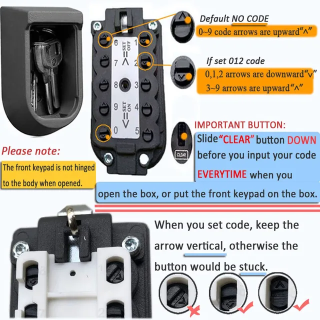 Key Lock Box Wall Mount Waterproof Spare Key Storage Box 10-digit Combination Lockbox Push Button Key Keeper Box for Home office 2