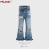 MIJKO Tassel Jeans Men's and Women's Big Hole Pants Wide Leg Cat Beard Blue Jean Fashion 2025ss 1