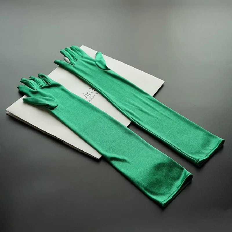 Long Shiny Stretch Satin Dress Gloves Opera Length Formal Prom Party Gold Finger Gloves S215 satin finger gloves glossy gloves