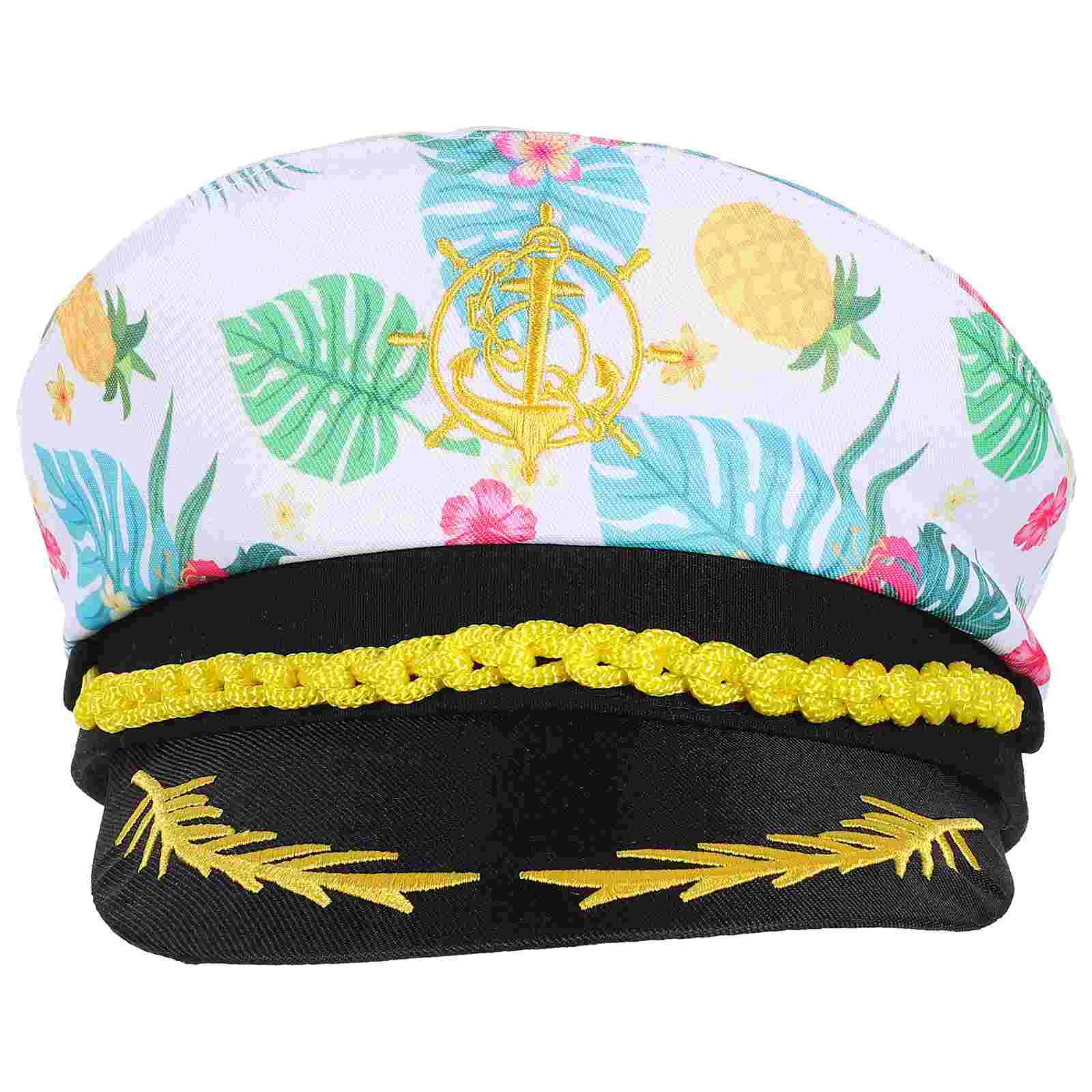 

European and American Floral Captain Hat Accessories for Polyester Yacht Outfit
