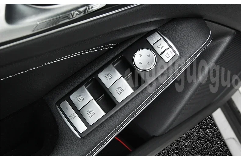 Angelguoguo Car Window Glass Lift Button Trim Cover Sticker Per Mercedes Benz A/B/C(W204)/E(W212)/Gla /Cla/ Glk/ Ml/ Gle-Class
