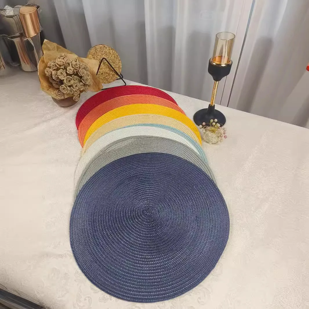 KERYCHIN 6 Round Leather Placemats(34cm) + 6 Coasters(10cm) Set, Heat-Resistant 212 U00b0F PU Place Mats, Non-Slip And Washable, Table Mats For Home, Hotel, Dining Table, Indoor, Outdoor, (Beige