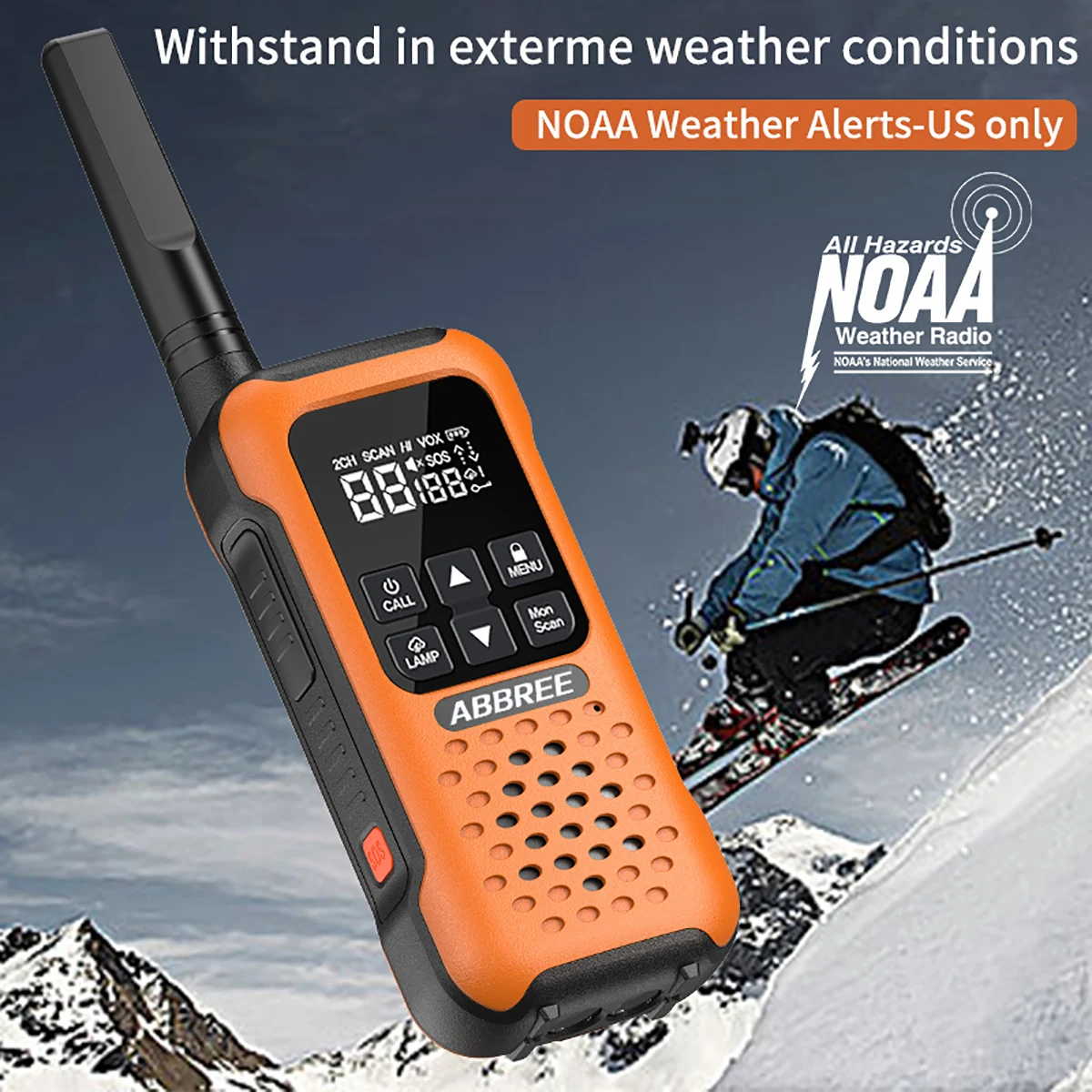 2PCS New Original ABBREE AR-9R Transceiver IP67 Waterproof Walkie Talkie  PMR/FRS Two-Way Radio NOAA Weather Powerful Radio AliExpress