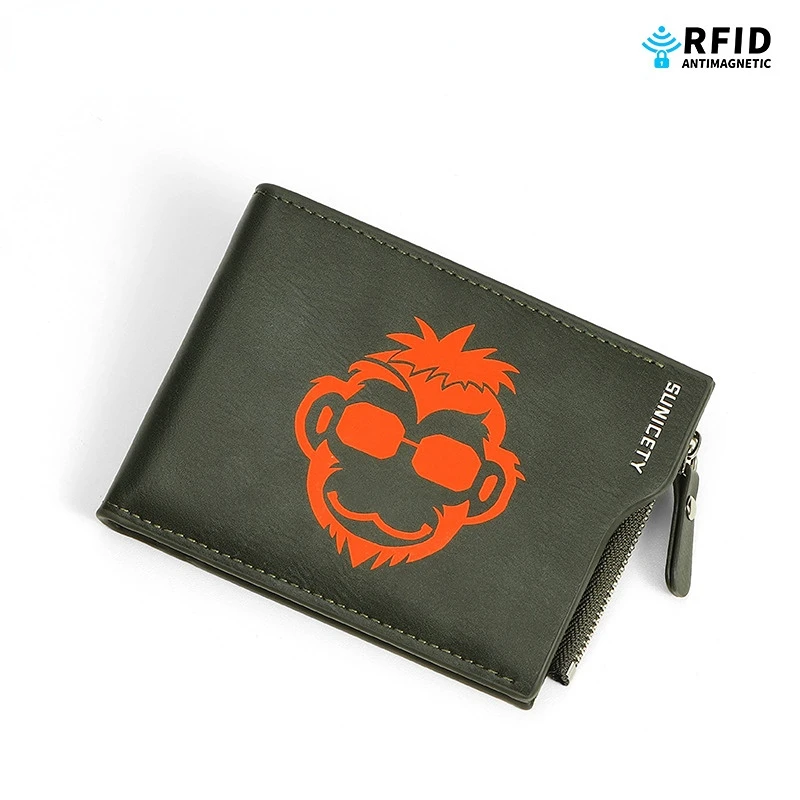 Hip Hop Style Men's Wallet Anti theft swiping Multi card position Card Bags Horizontal style Multifunction Two fold Purse Male