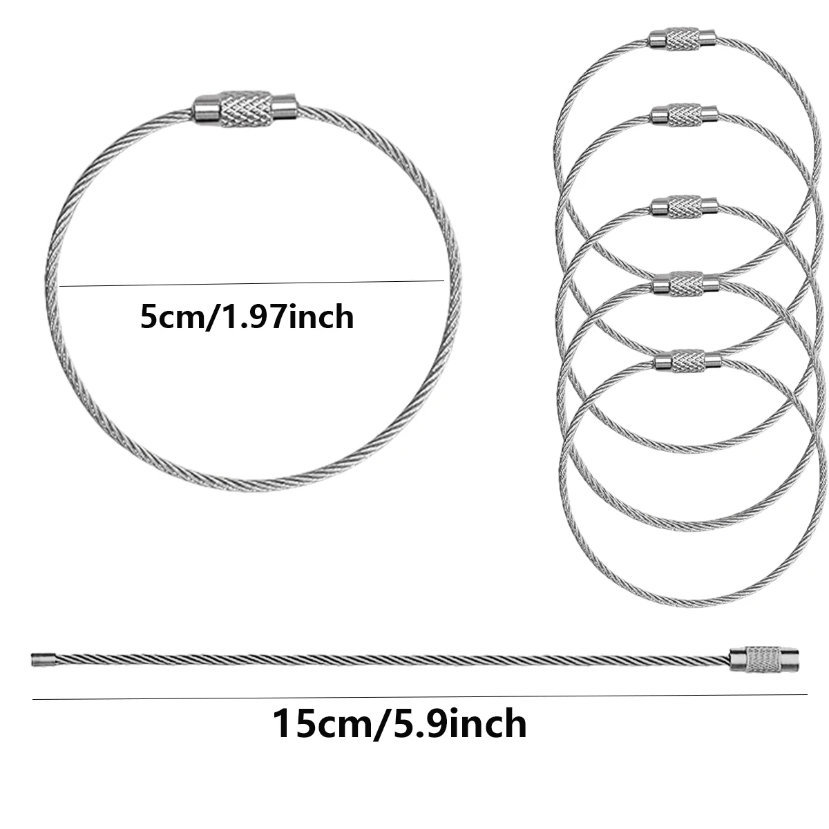 25-Piece Stainless Steel Coated Wire Keychain Set