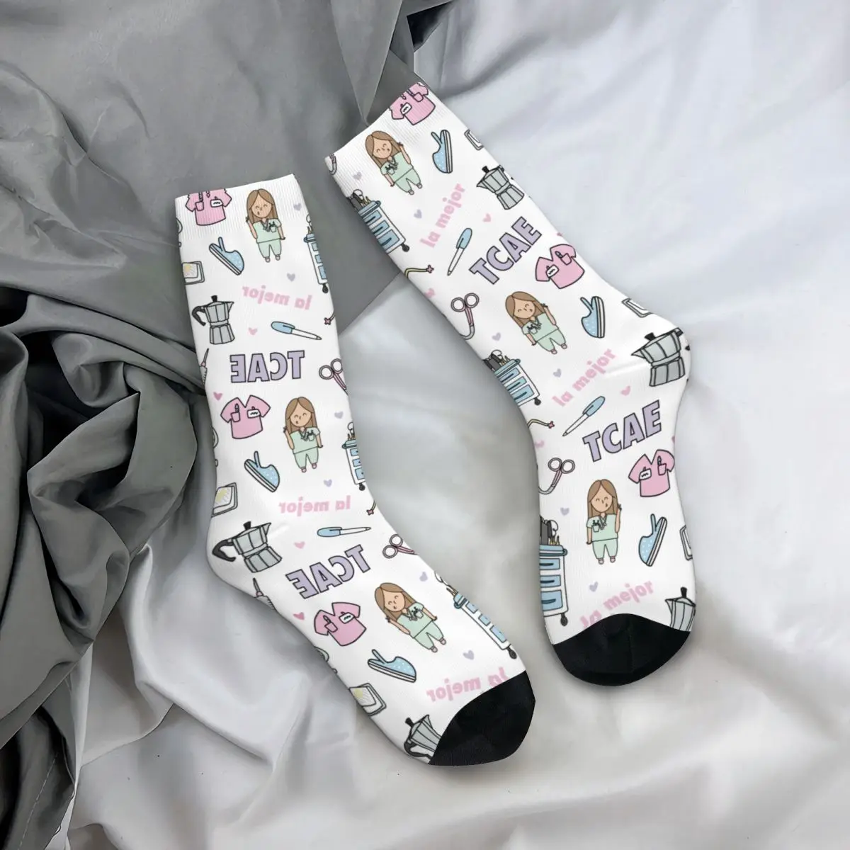 Cute Women Doctor Nurse Socks Enfermera En Apuros Accessories Cartoon  Ladies Nurse Merch Socks Graphic Stockings All Season - AliExpress