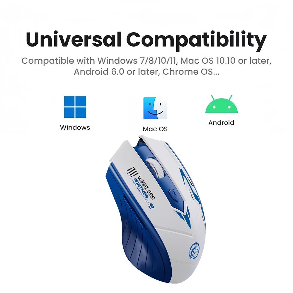 Bluetooth 5.4 Mouse Dual-Mode 2.4G Wireless Mouse 6 Buttons Gaming Mouse Office Silent Mice Rechargeable Mouse For PC Laptop — view 6