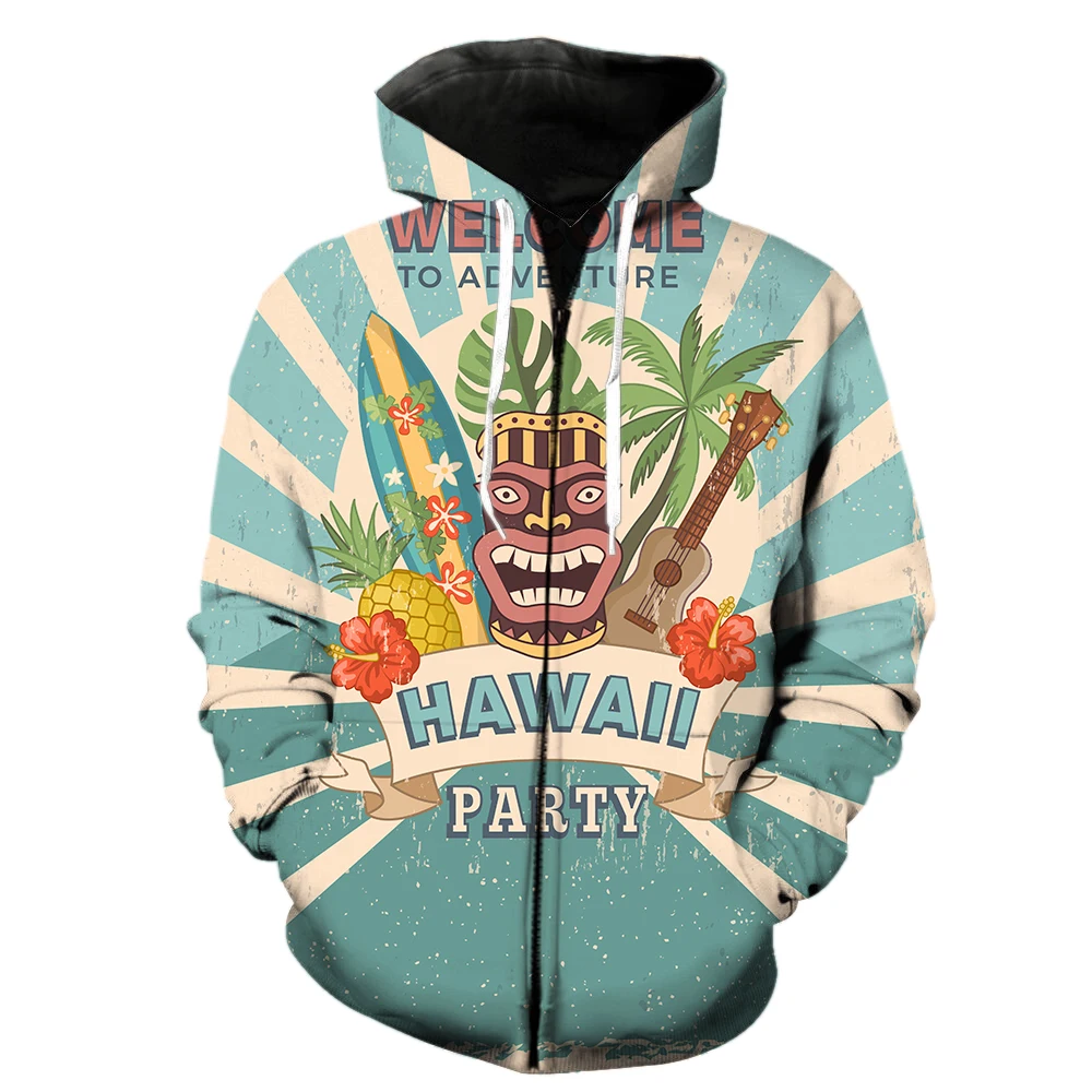 Tropical Island Hawaiian Style Men's Zipper Hoodie Tops Funny Hip Hop  Streetwear Cool Casual With Hood Jackets Long Sleeve Teens - AliExpress
