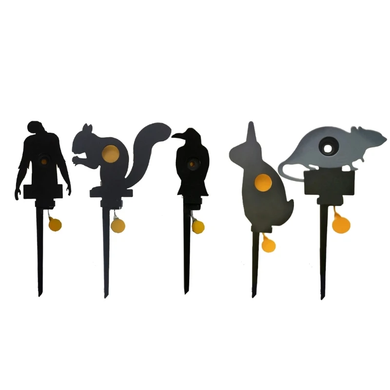 

Thick Metal Animals Shape Reset Targets with Stakes Air Rifles Targets Adjustable Targets for Outdoor
