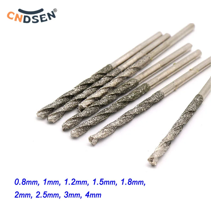 0.8-4mm Diamond Twists Drill Bit Diamond Coated Tipped Tip Twist Drill Bits  for Glass Jewelry Stone Tile Reamer Hole tool