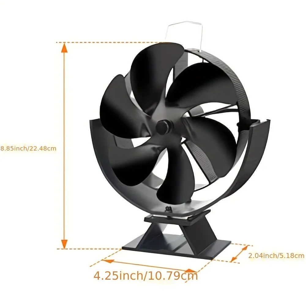 Wood Stove Fan Adjustable Angle Heat Powered Fireplace Fan 5 Blades for Wood/Log Burner/Fireplace Non